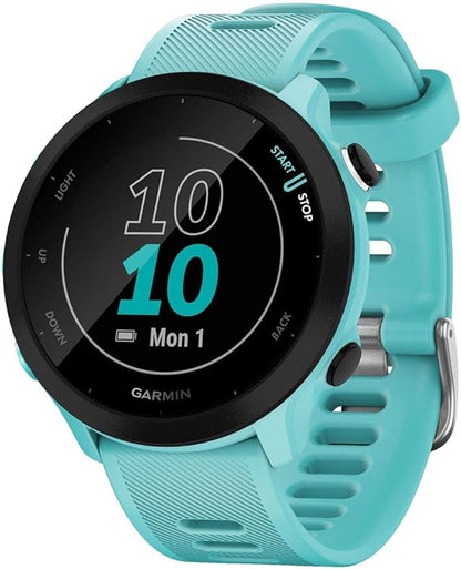 Garmin Forerunner 55 (Whitestone), Smartwatch running con GPS, Cardio, Piani di allenamento inclusi, VO2max, Allenamenti personalizzati, Connect IQ, Taglia unica